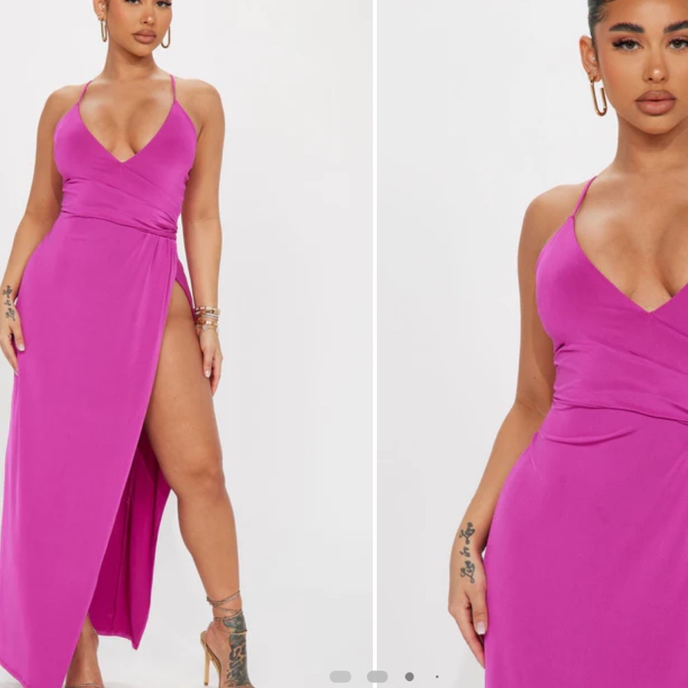 Fashion Nova Vibrant Pink High Low Dress